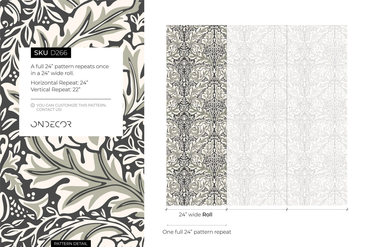 Elegant Botanical Flourish Wallpaper - D266 - WallTrend