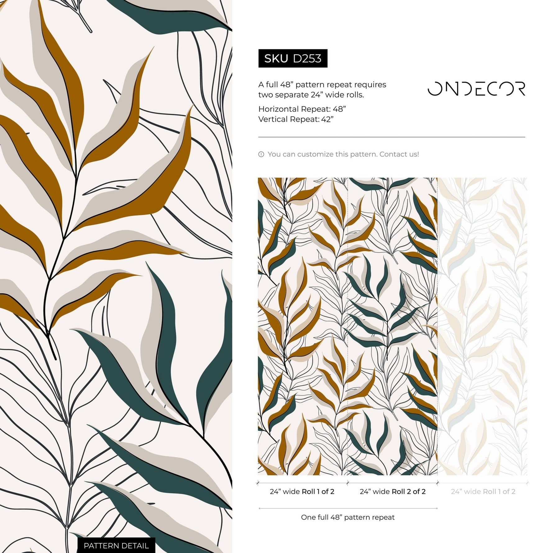 Elegant Botanical Illustration Wallpaper - D253 - WallTrend