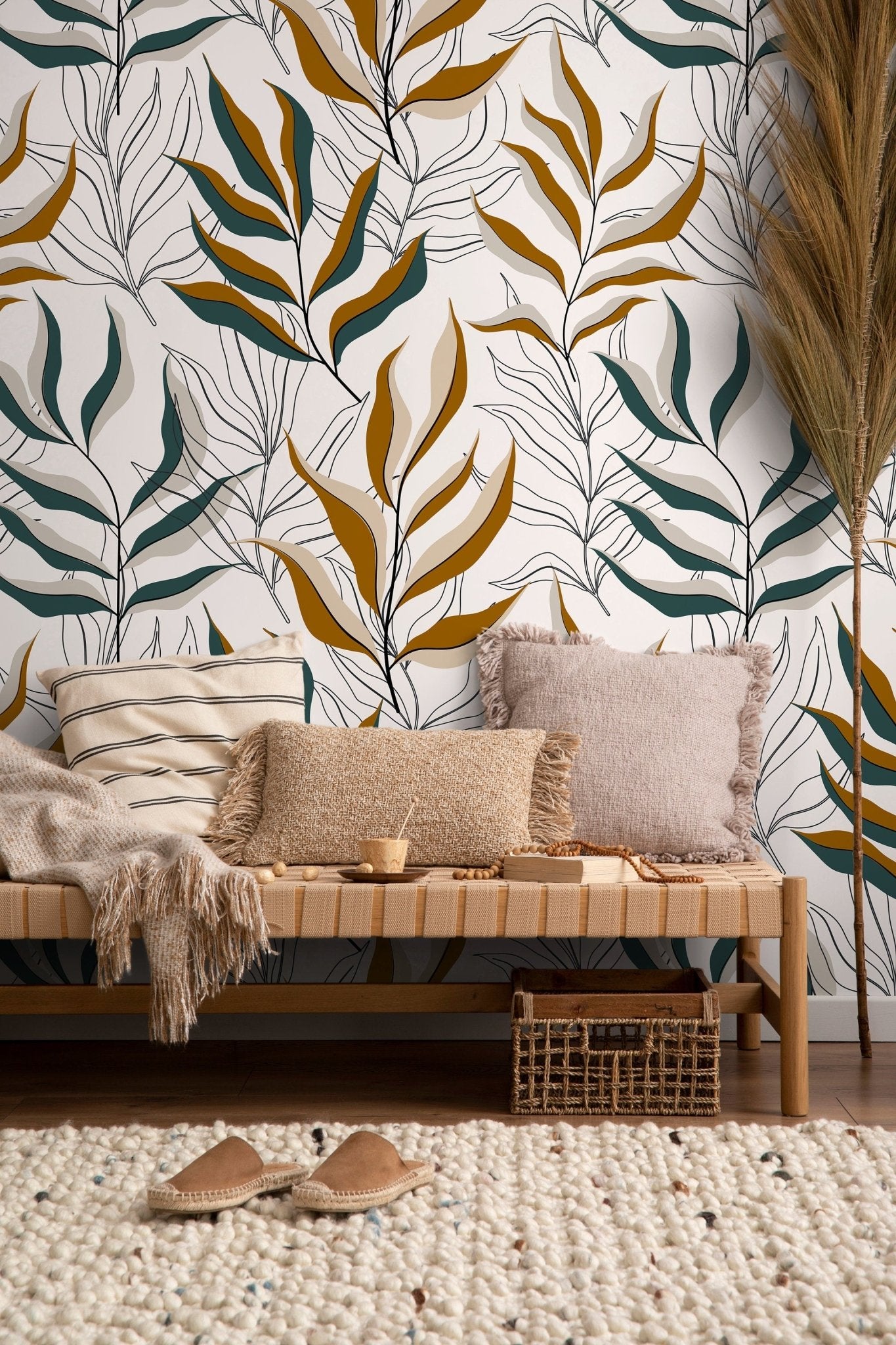 Elegant Botanical Illustration Wallpaper - D253 - WallTrend