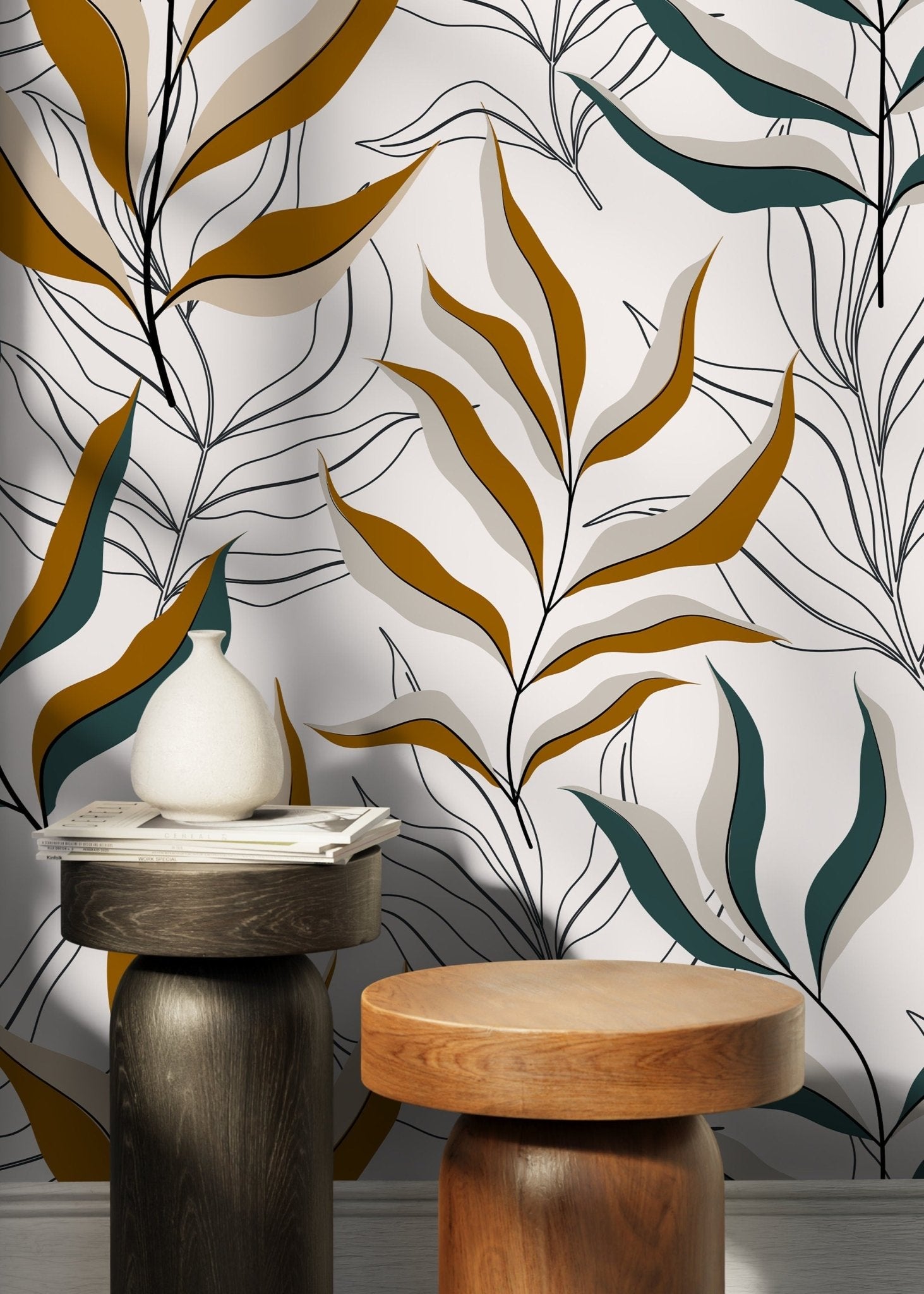 Elegant Botanical Illustration Wallpaper - D253 - WallTrend