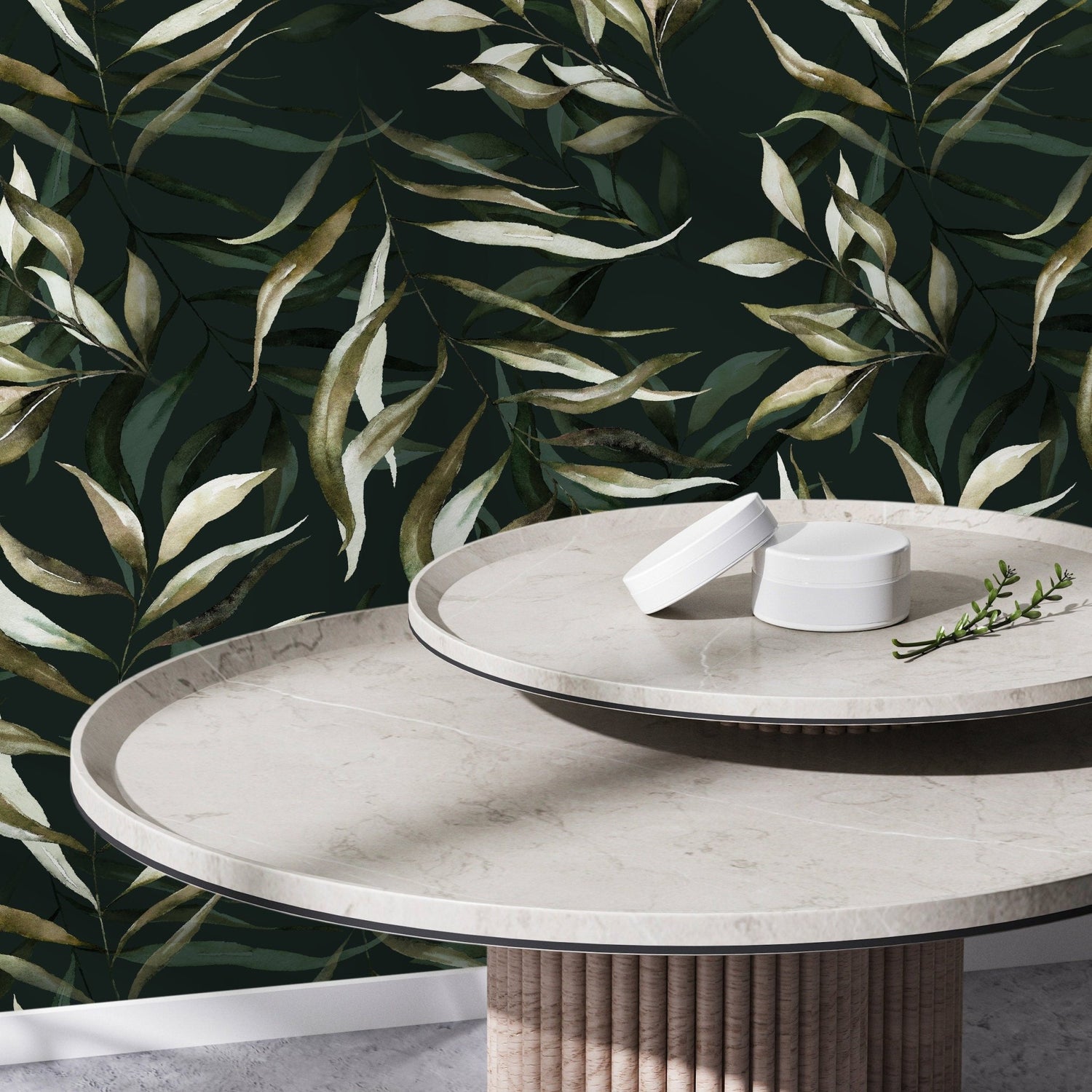 Elegant Botanical Leaves Wallpaper - D541 - WallTrend