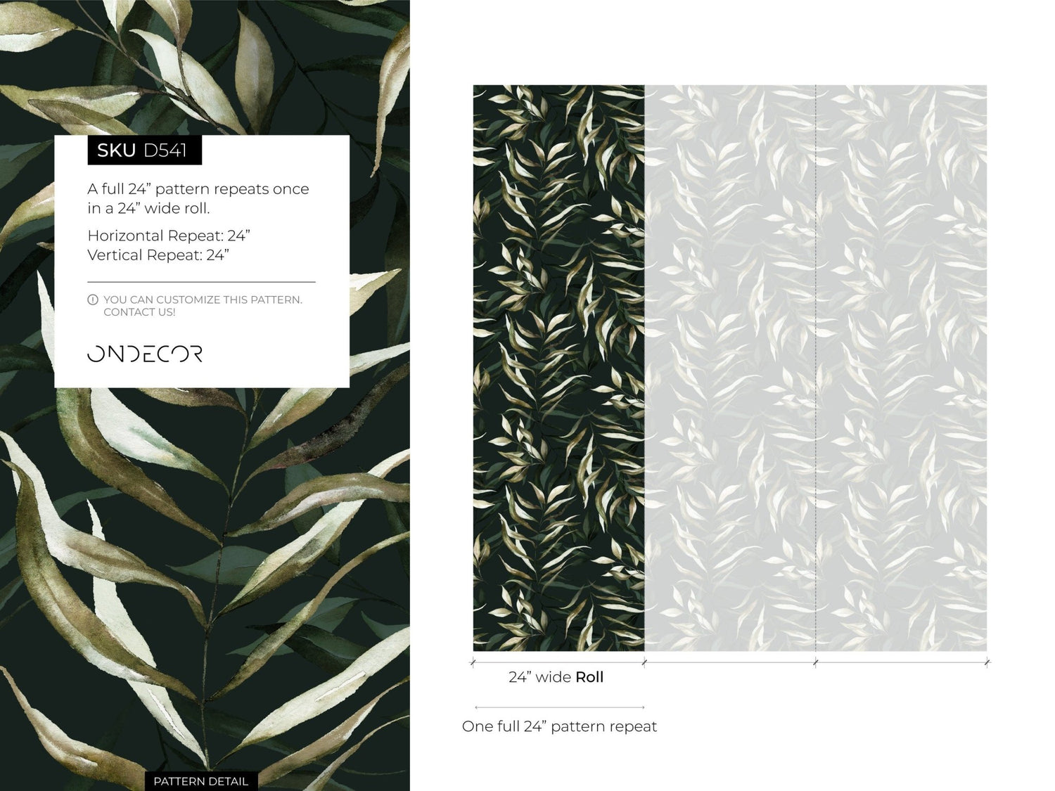 Elegant Botanical Leaves Wallpaper - D541 - WallTrend