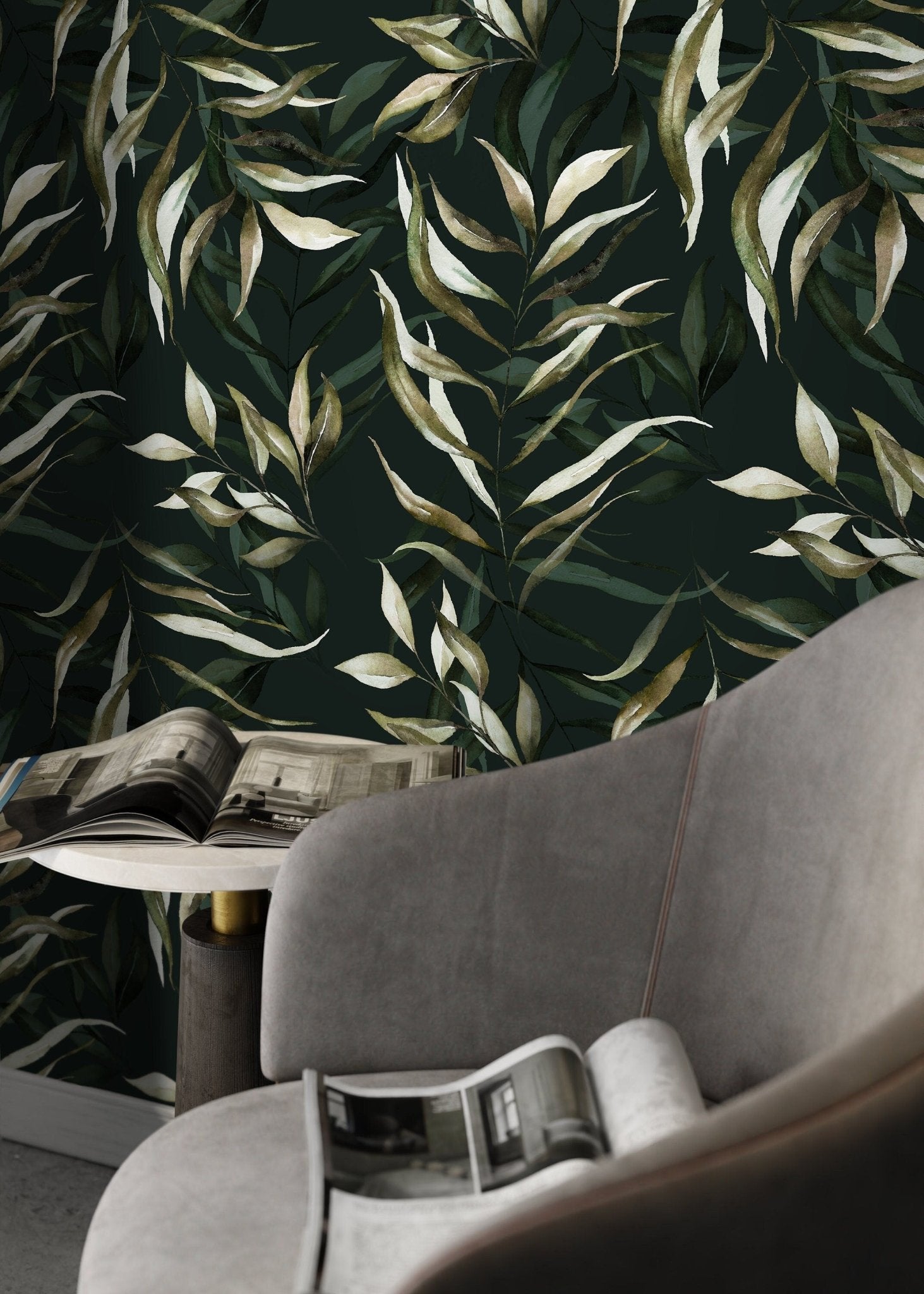 Elegant Botanical Leaves Wallpaper - D541 - WallTrend