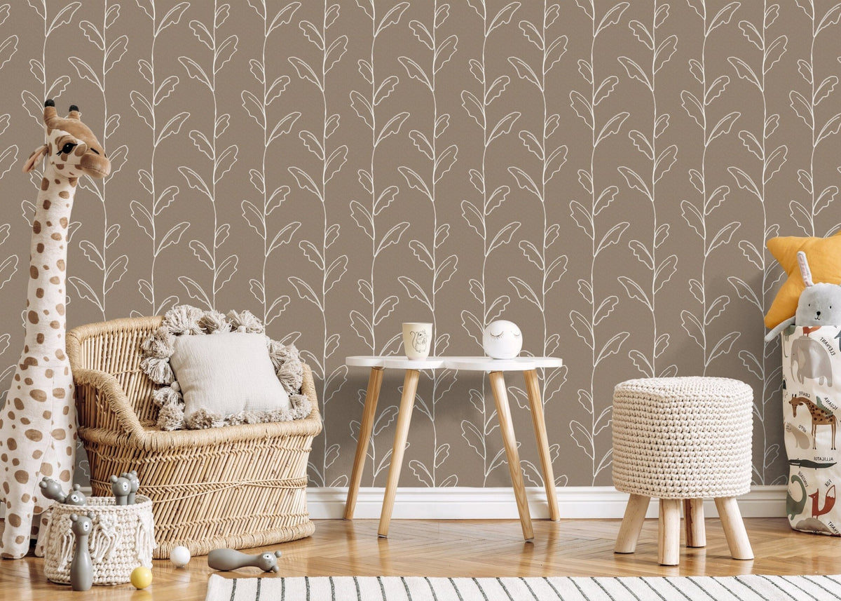 Elegant Botanical Lines Wallpaper - C643 - WallTrend