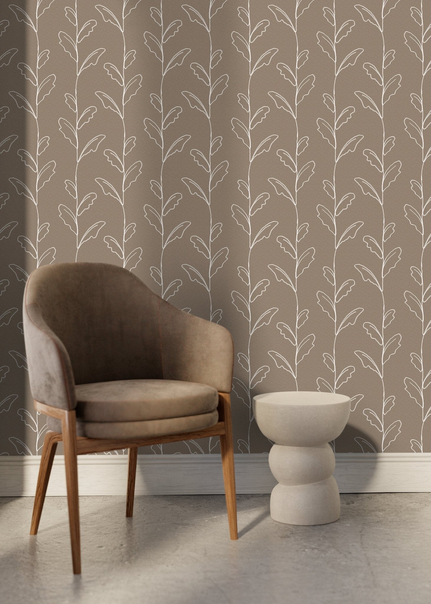 Elegant Botanical Lines Wallpaper - C643 - WallTrend