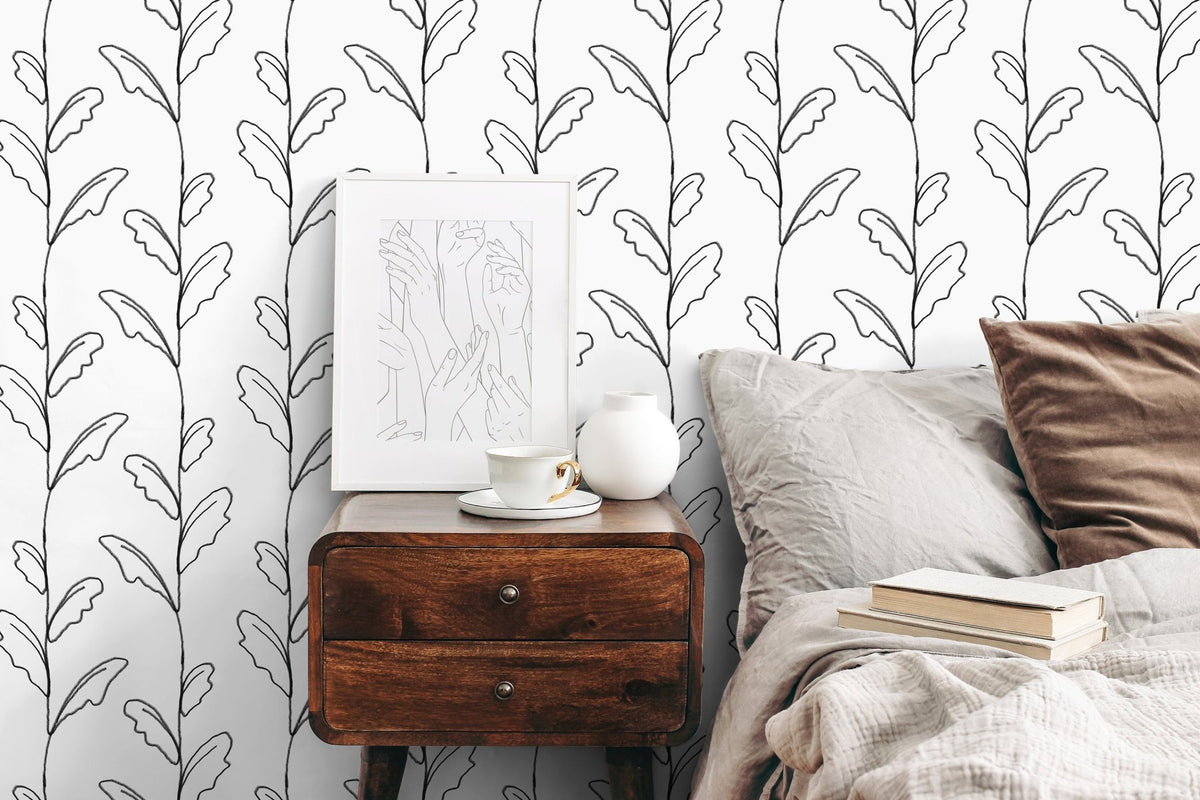 Elegant Botanical Lines Wallpaper - C644 - WallTrend