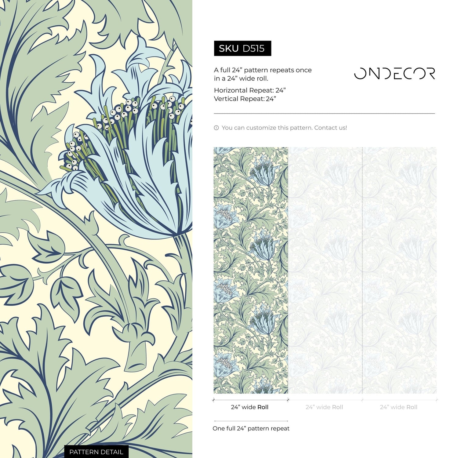 Elegant Botanical Motif Wallpaper - D515 - WallTrend