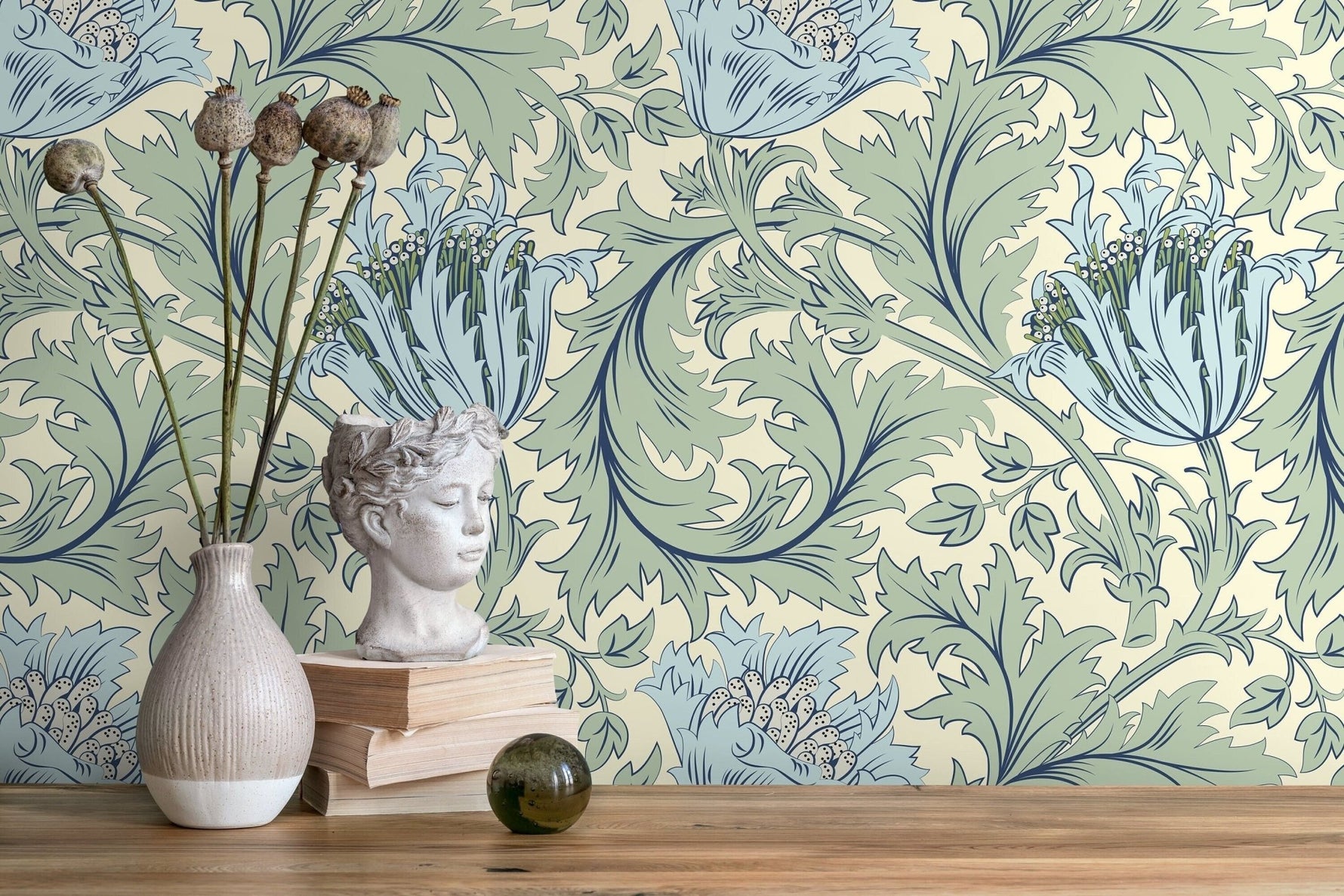 Elegant Botanical Motif Wallpaper - D515 - WallTrend