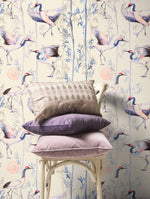 Elegant Cranes and Bamboo Wallpaper - C573 - WallTrend