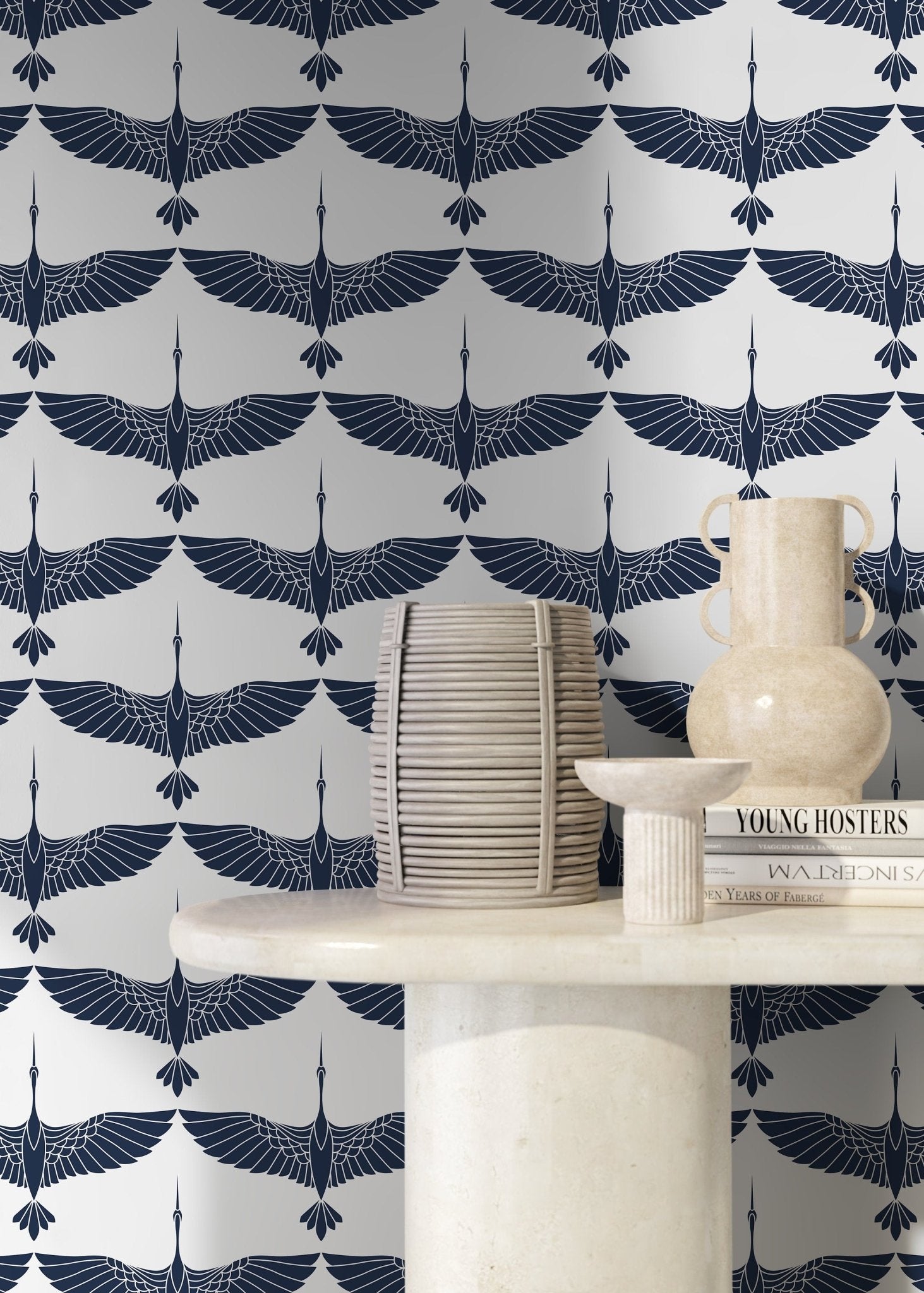 Elegant Cranes in Flight Wallpaper - D083 - WallTrend