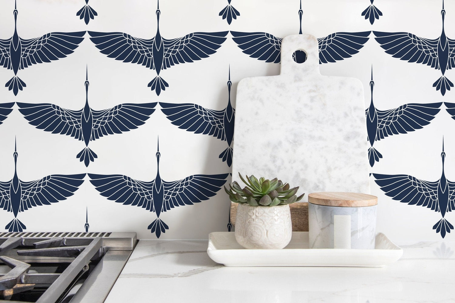 Elegant Cranes in Flight Wallpaper - D083 - WallTrend