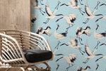 Elegant Cranes in Flight Wallpaper - D403 - WallTrend