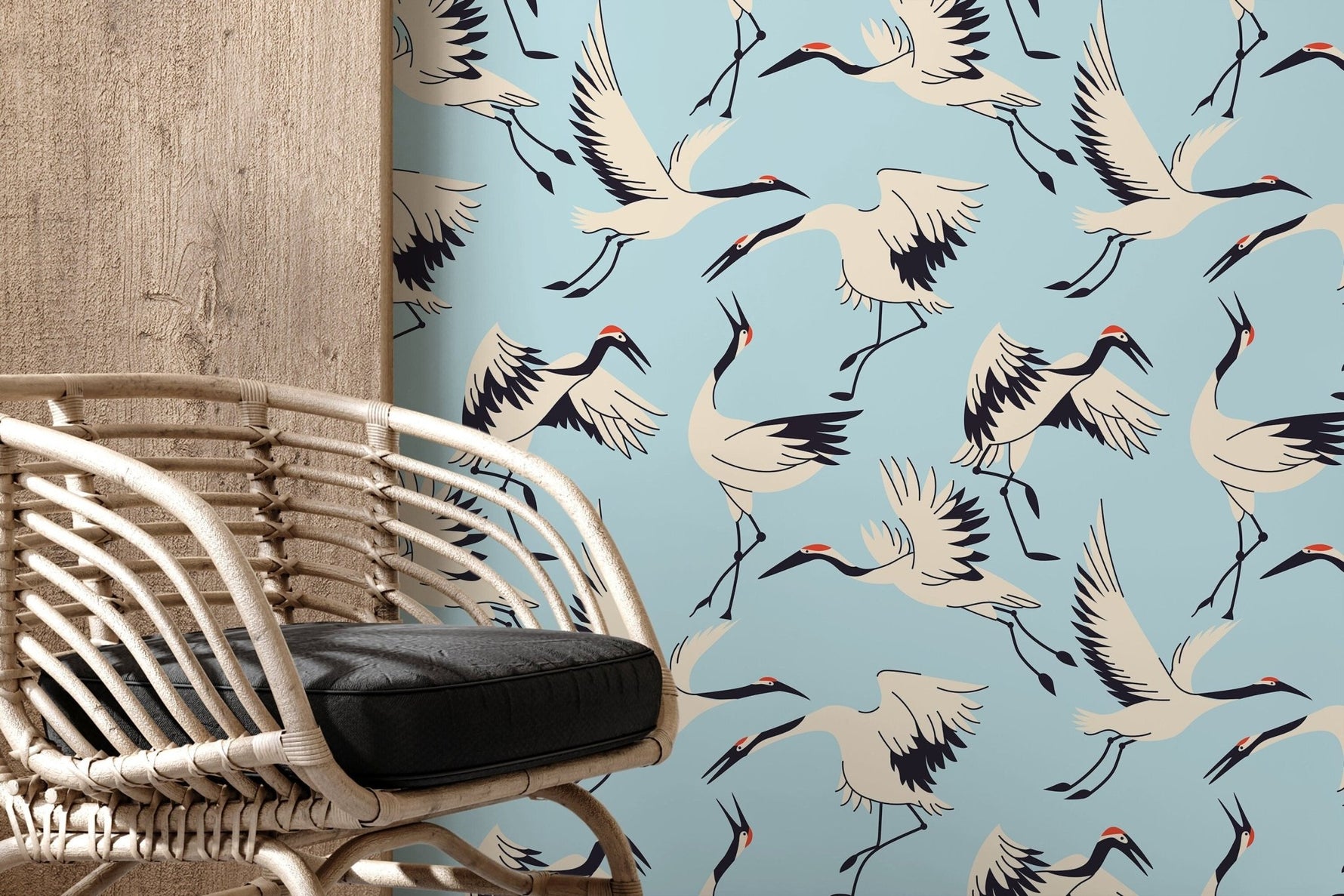 Elegant Cranes in Flight Wallpaper - D403 - WallTrend