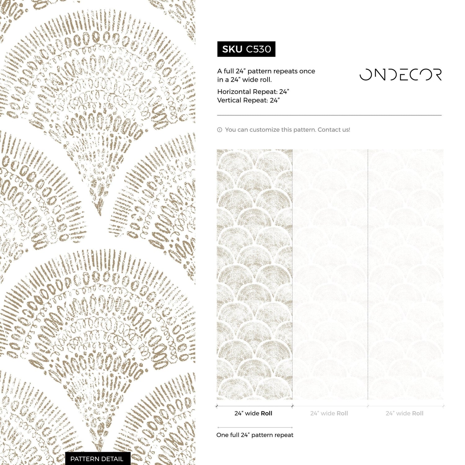 Elegant Crescent Motif Wallpaper - C530 - WallTrend