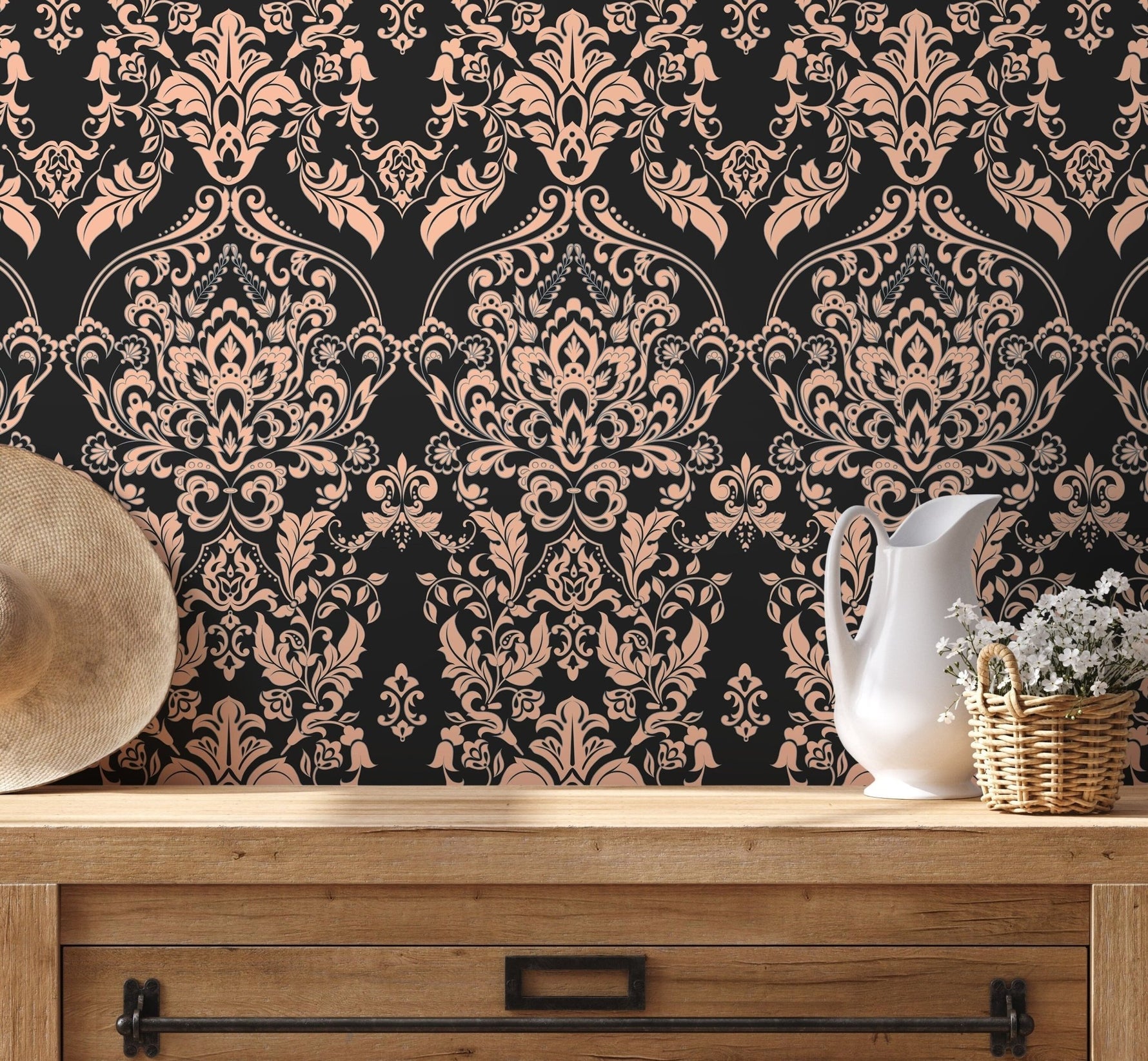 Elegant Damask Design Wallpaper - D076 - WallTrend