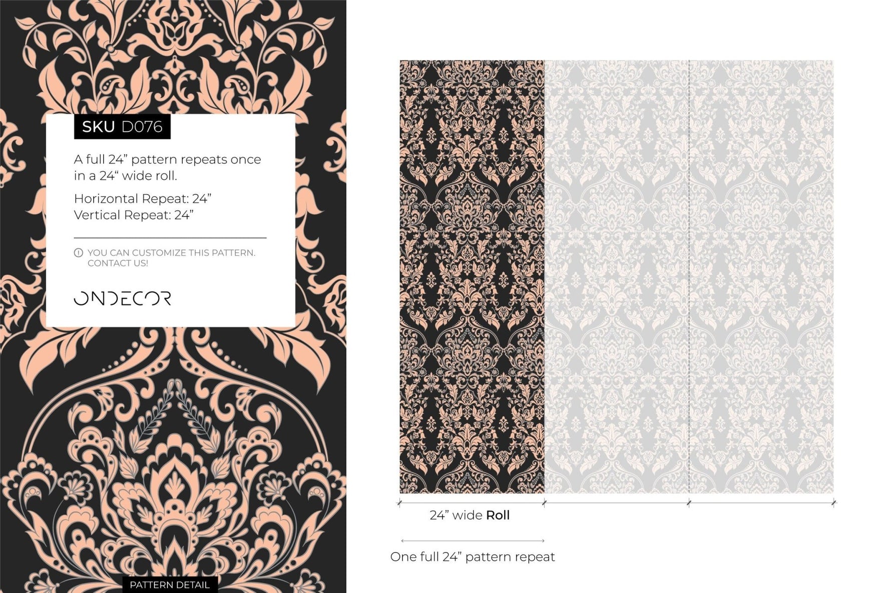 Elegant Damask Design Wallpaper - D076 - WallTrend