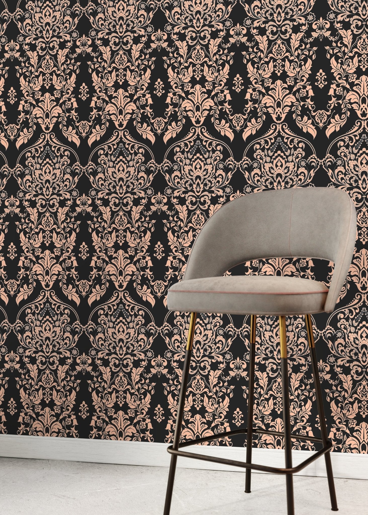 Elegant Damask Design Wallpaper - D076 - WallTrend