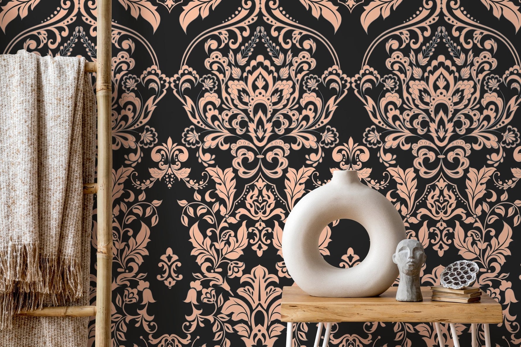 Elegant Damask Design Wallpaper - D076 - WallTrend