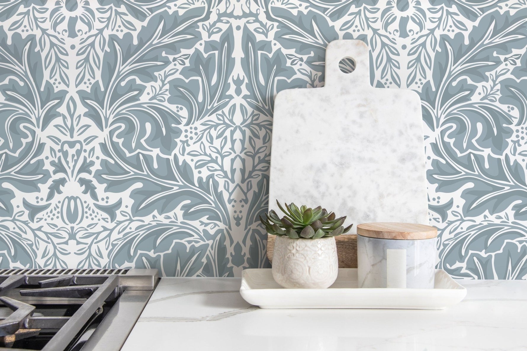 Elegant Damask Floral Wallpaper - D268 - WallTrend