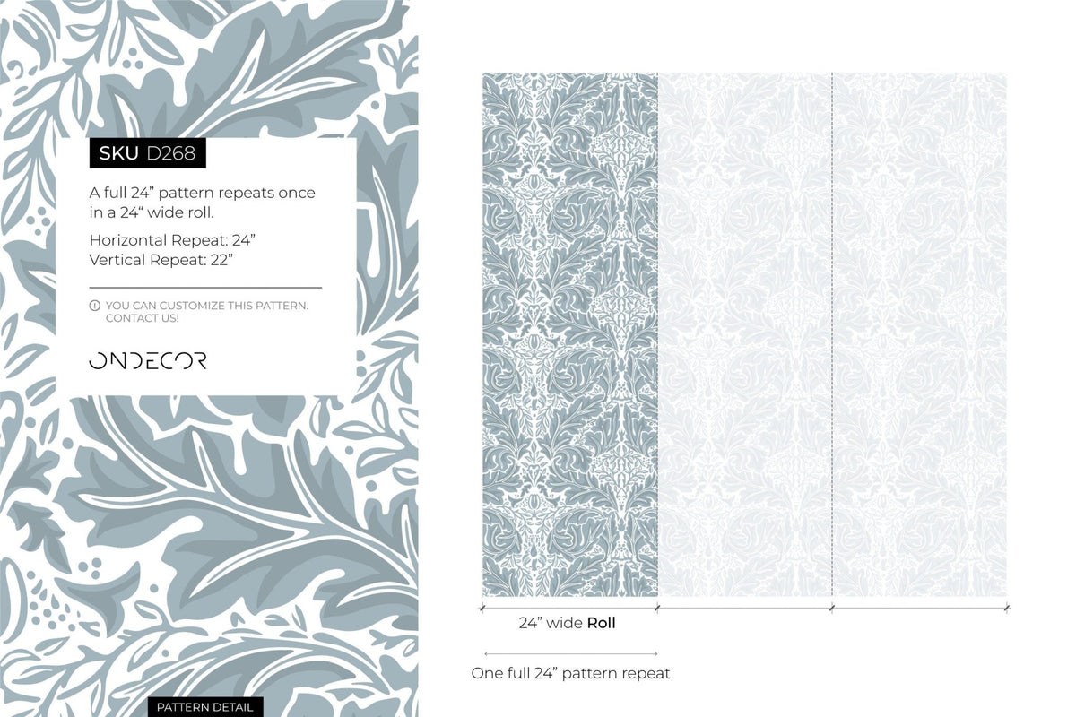 Elegant Damask Floral Wallpaper - D268 - WallTrend