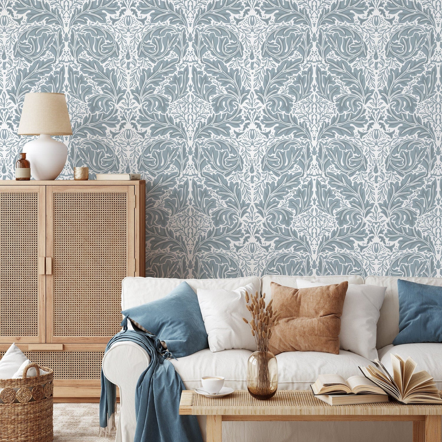 Elegant Damask Floral Wallpaper - D268 - WallTrend