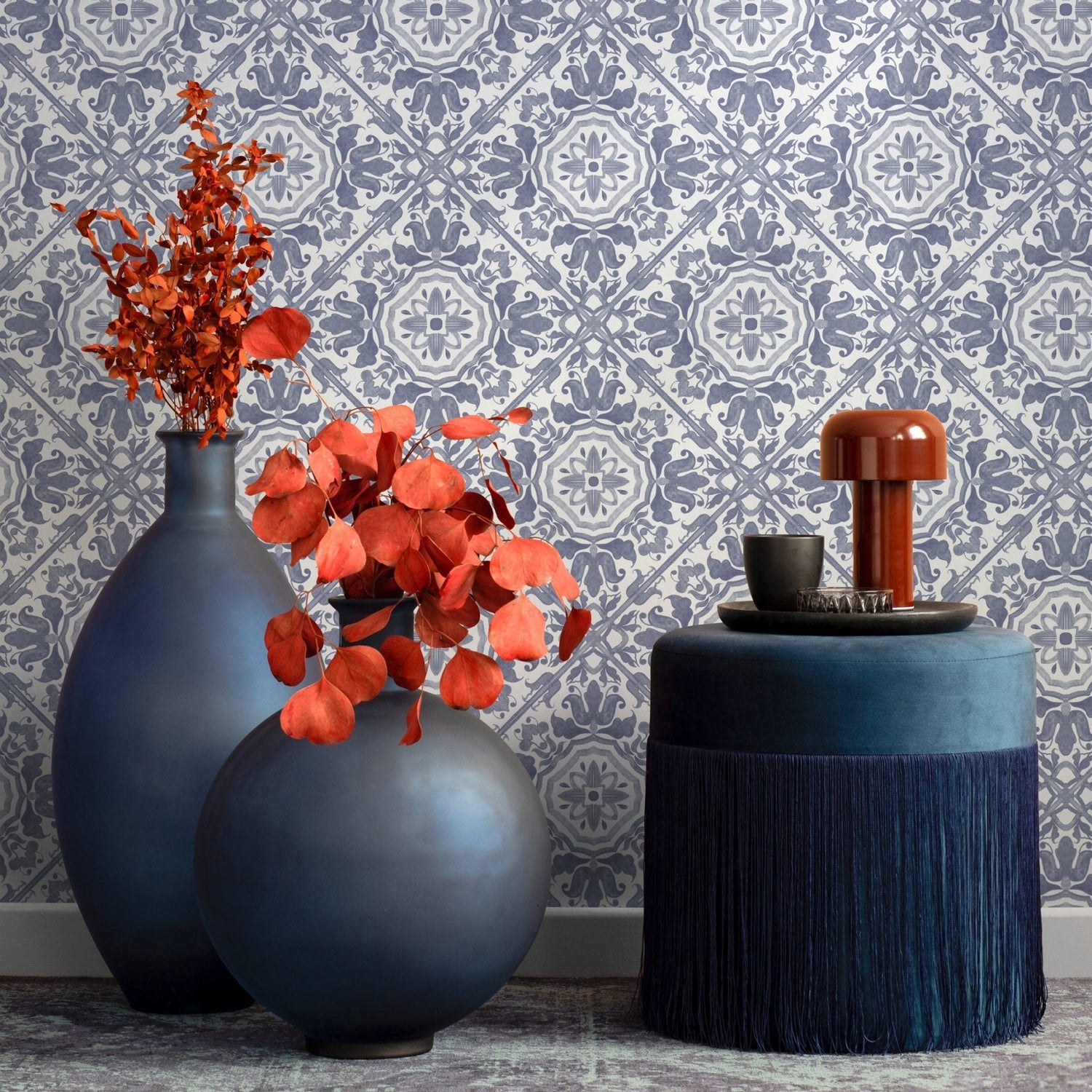 Elegant Damask Flourish Wallpaper - A110 - WallTrend