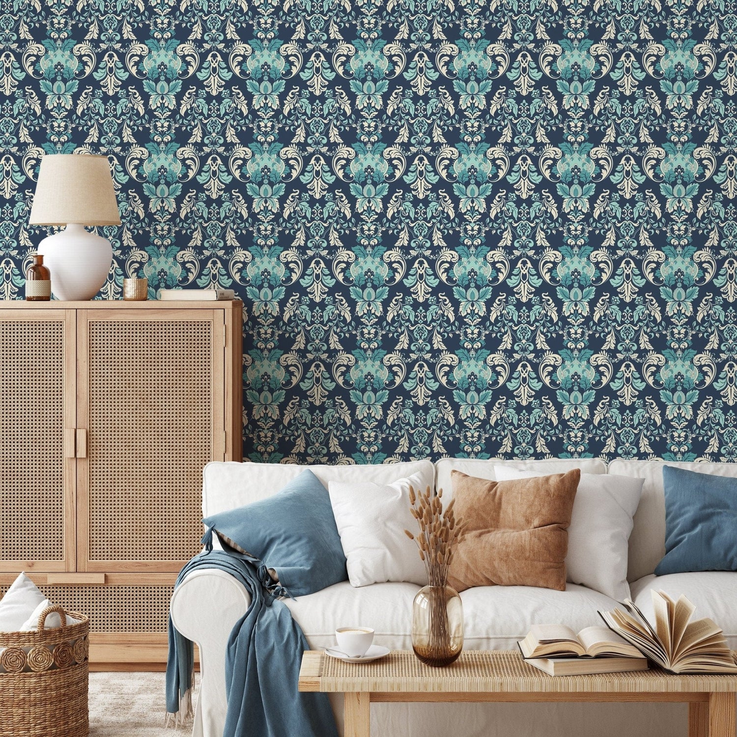 Elegant Damask Flourish Wallpaper - D097 - WallTrend