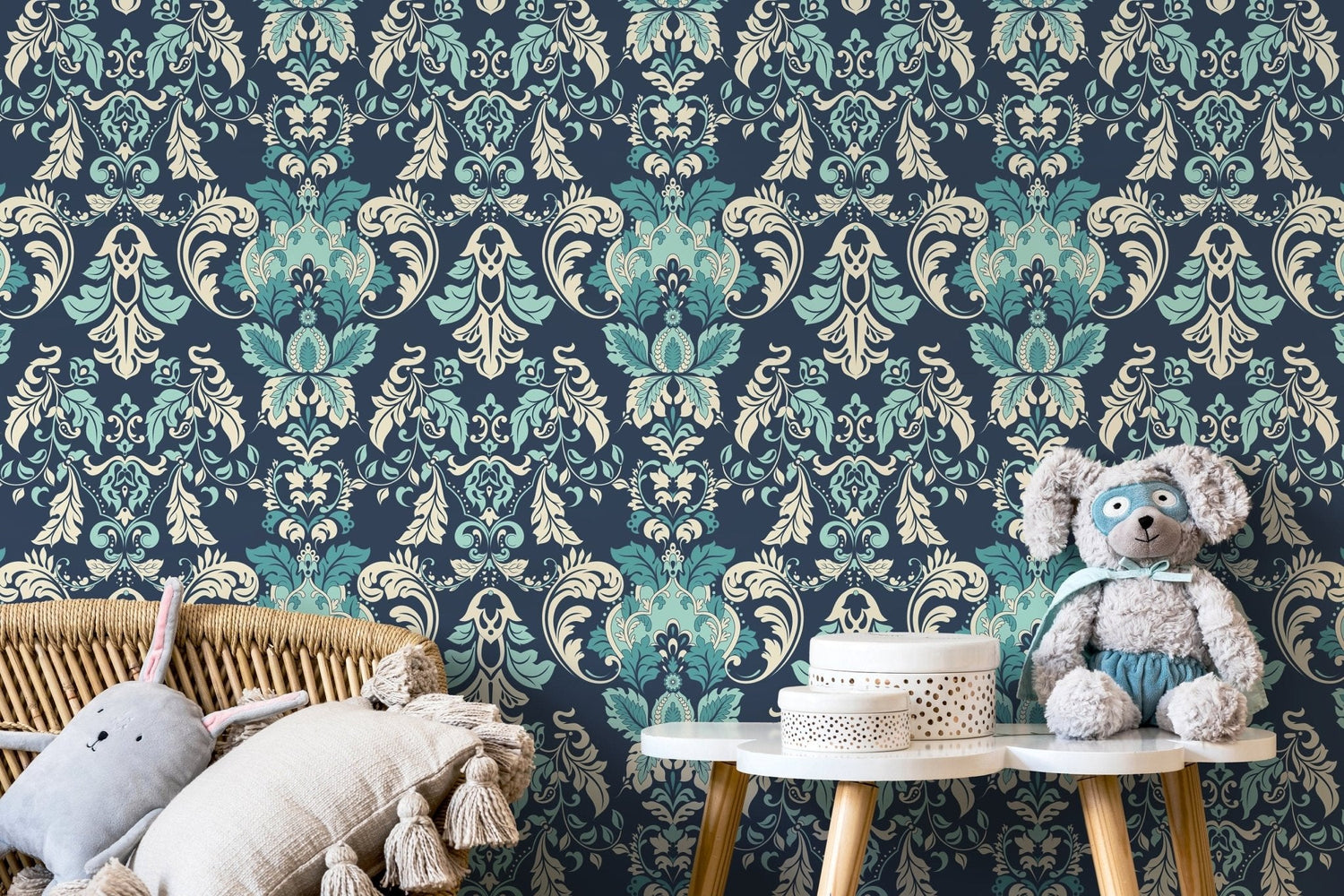 Elegant Damask Flourish Wallpaper - D097 - WallTrend