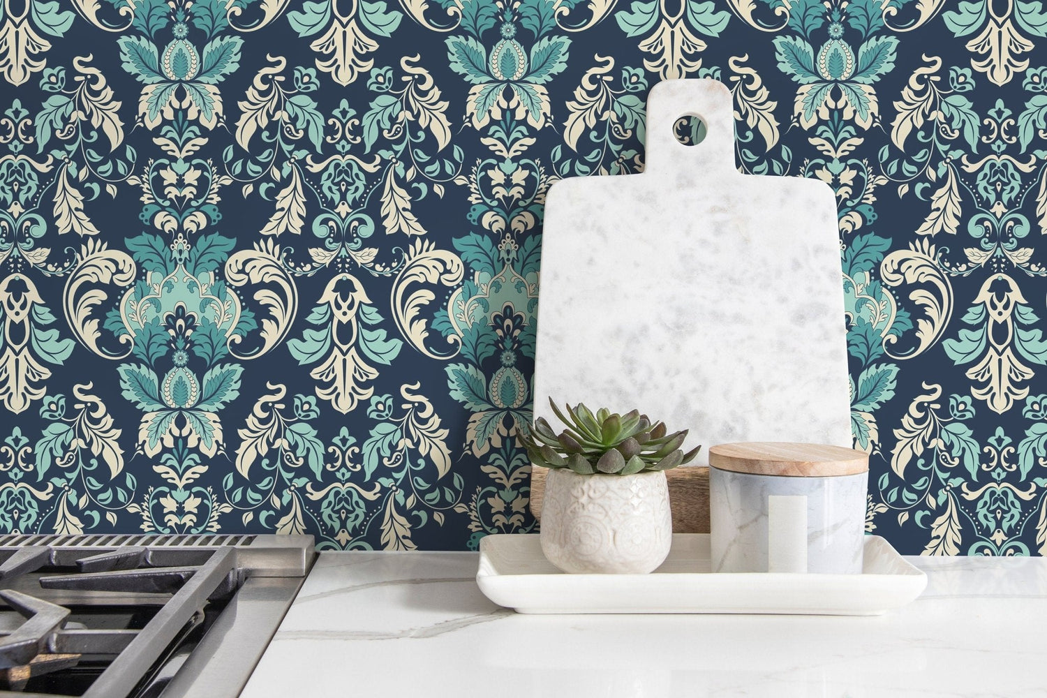 Elegant Damask Flourish Wallpaper - D097 - WallTrend