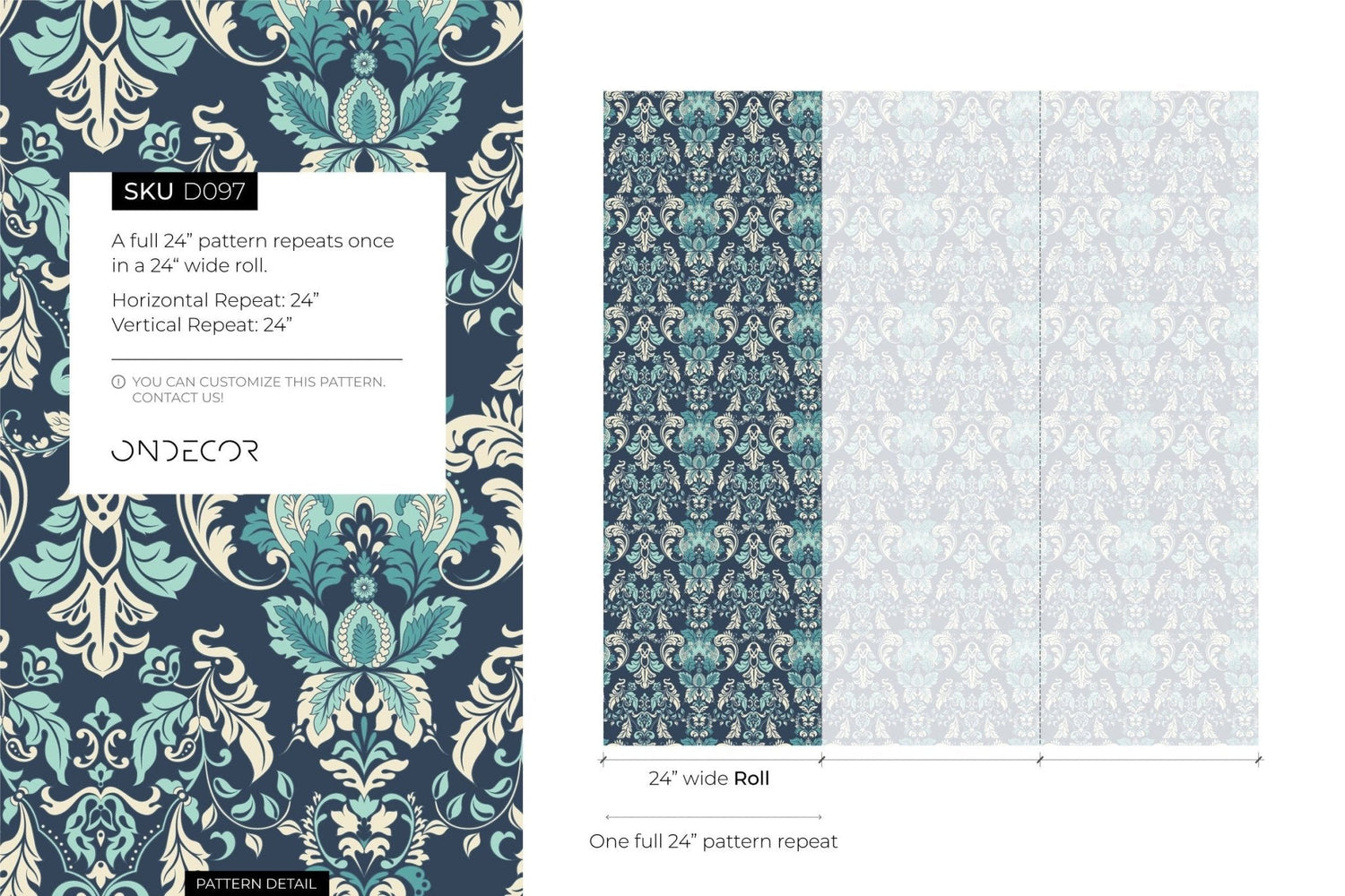 Elegant Damask Flourish Wallpaper - D097 - WallTrend