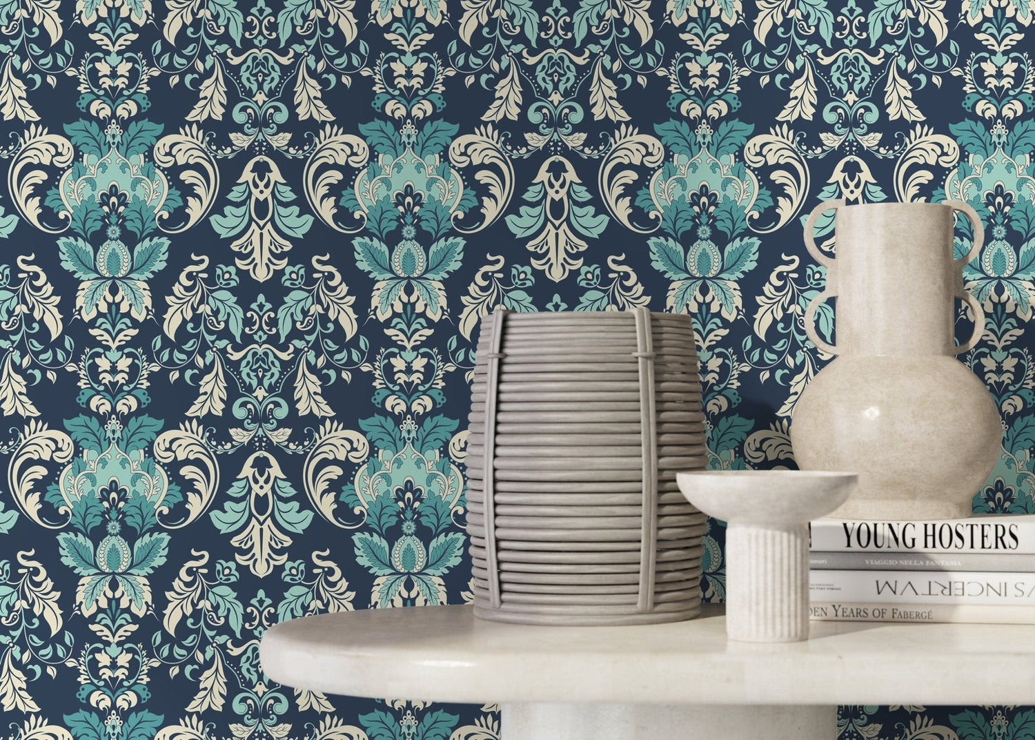 Elegant Damask Flourish Wallpaper - D097 - WallTrend