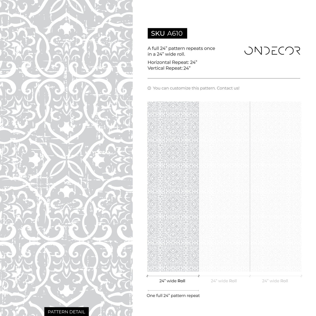 Elegant Damask Pattern Wallpaper - A610 - WallTrend