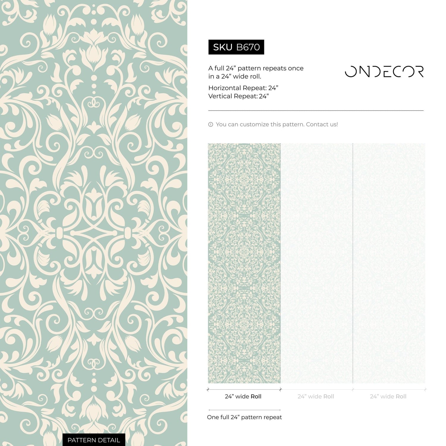 Elegant Damask Pattern Wallpaper - B670 - WallTrend