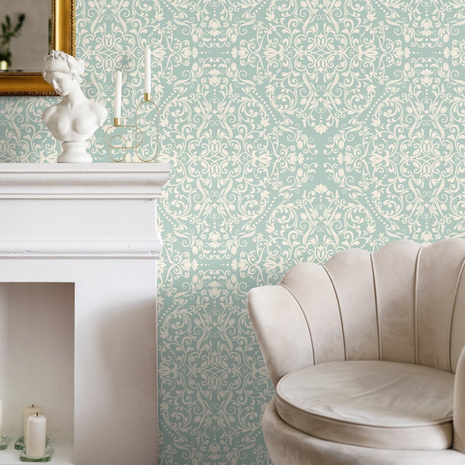 Elegant Damask Pattern Wallpaper - B670 - WallTrend