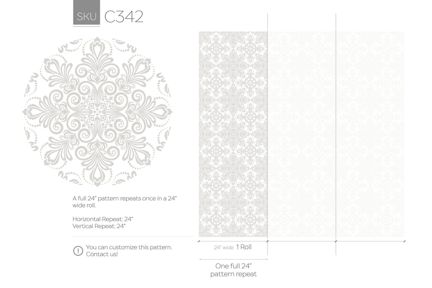 Elegant Damask Patterns Wallpaper - C342 - WallTrend