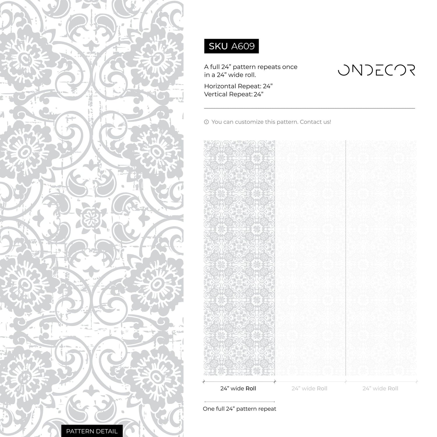 Elegant Damask Wallpaper - A609 - WallTrend