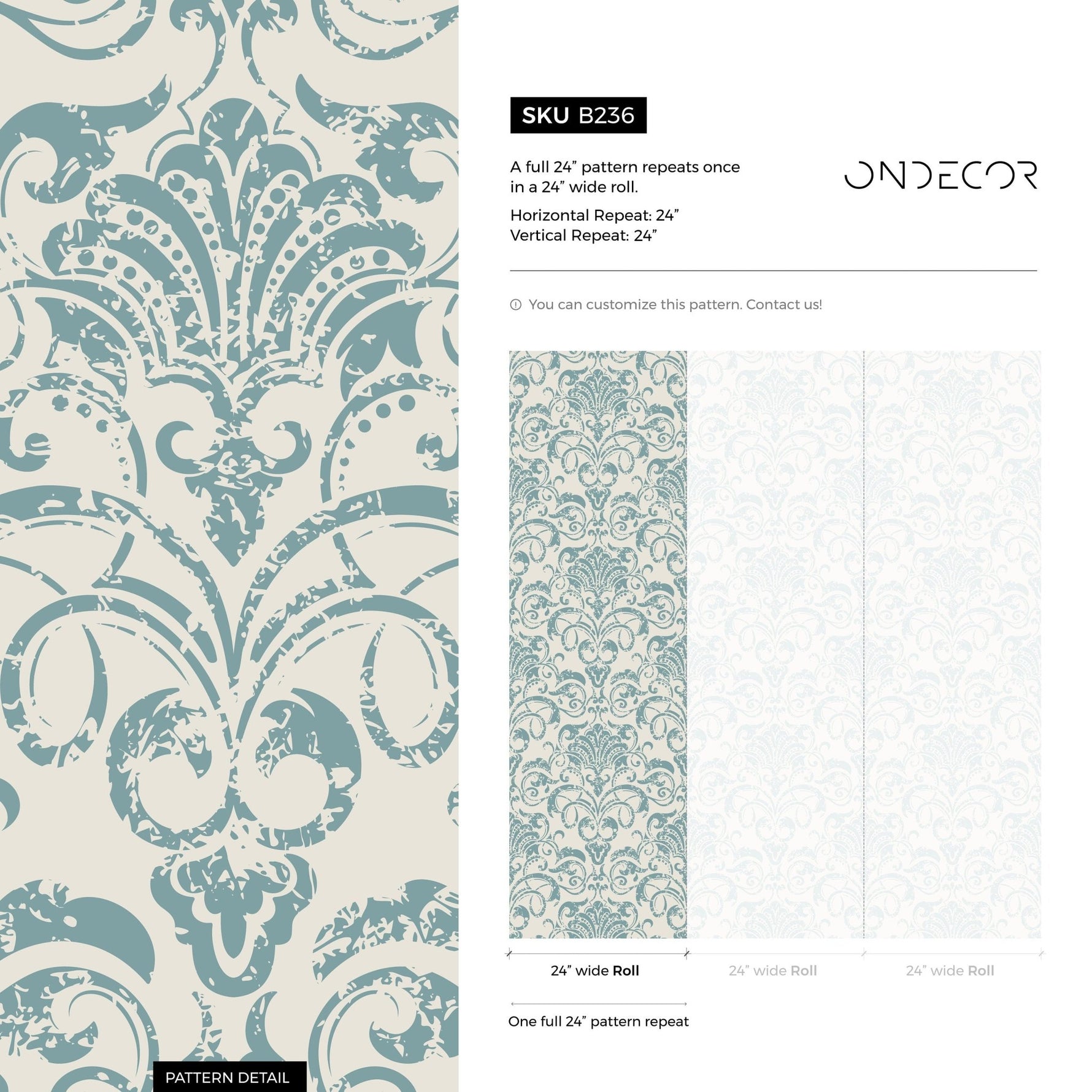 Elegant Damask Wallpaper - B236 - WallTrend