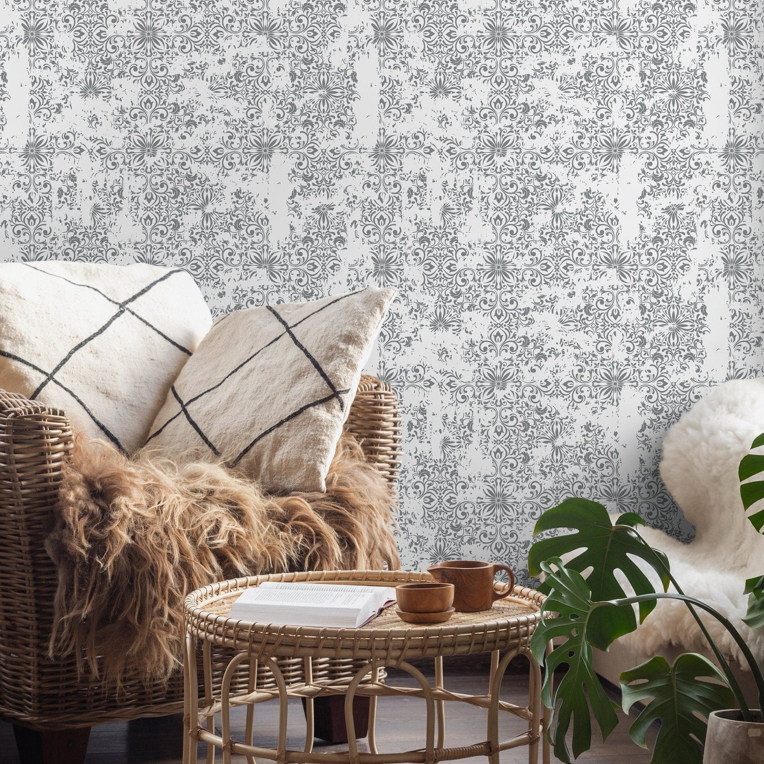 Elegant Damask Wallpaper - C157 - WallTrend