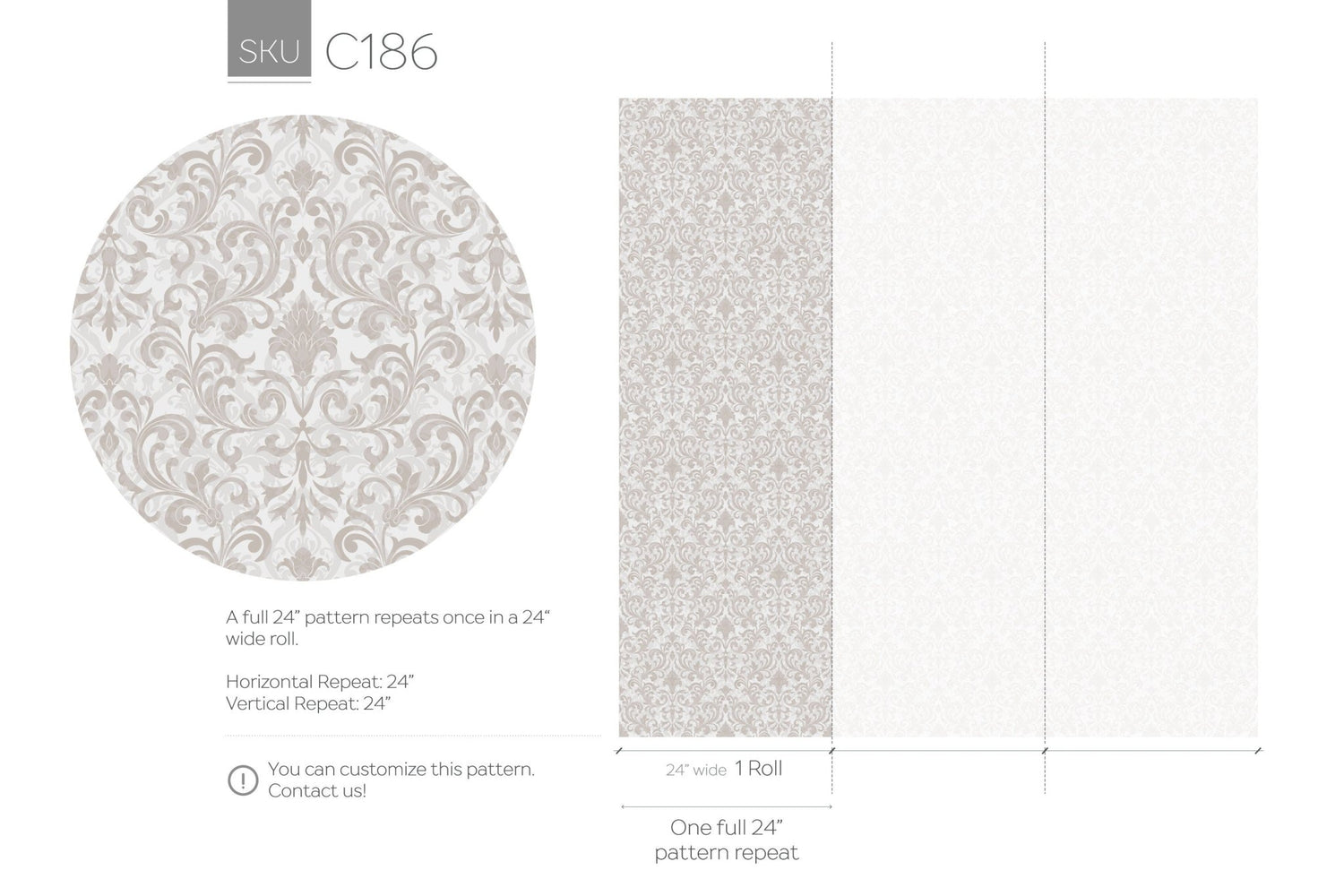 Elegant Damask Wallpaper - C186 - WallTrend