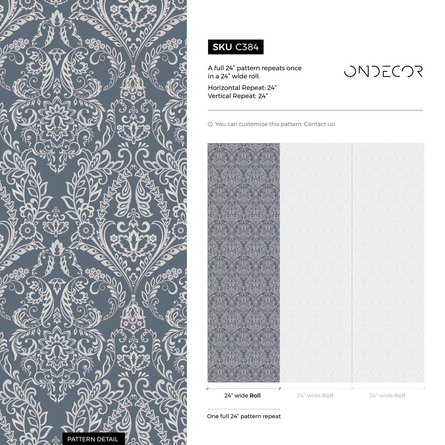 Elegant Damask Wallpaper - C384 - WallTrend