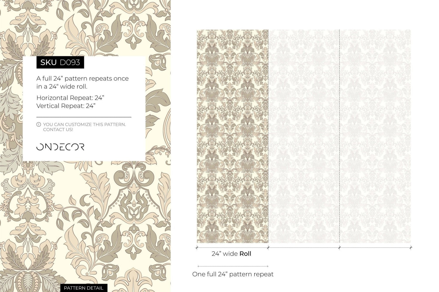 Elegant Damask Wallpaper - D093 - WallTrend