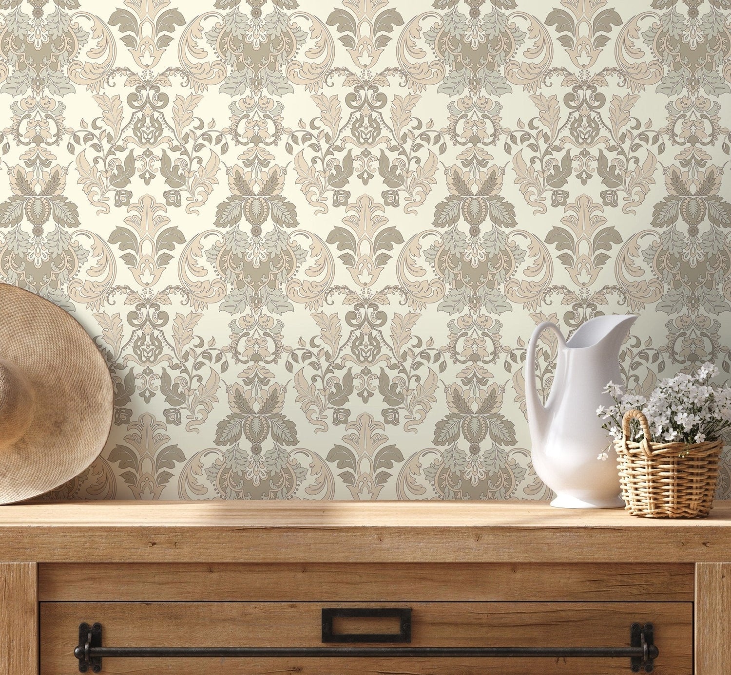 Elegant Damask Wallpaper - D093 - WallTrend