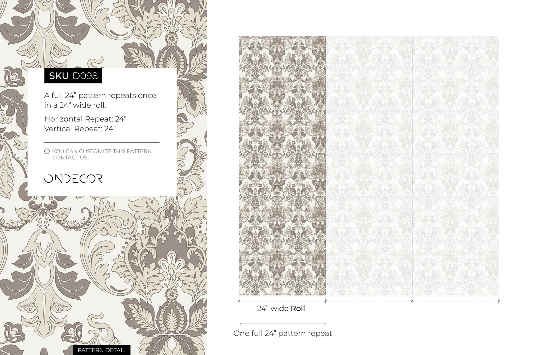 Elegant Damask Wallpaper - D098 - WallTrend