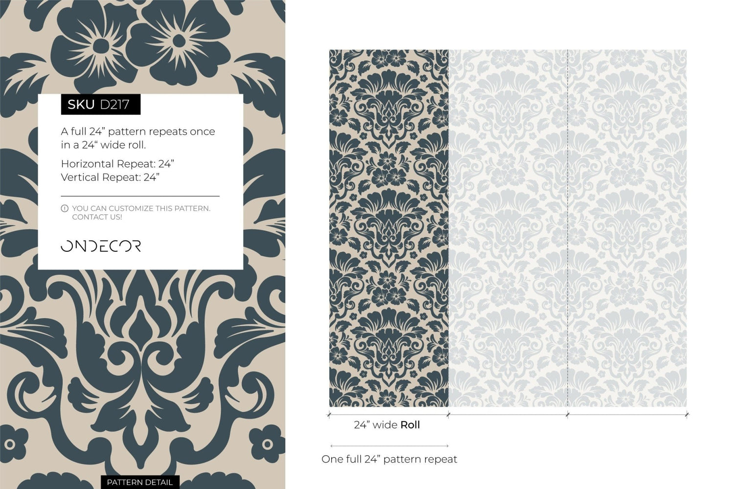 Elegant Damask Wallpaper - D217 - WallTrend