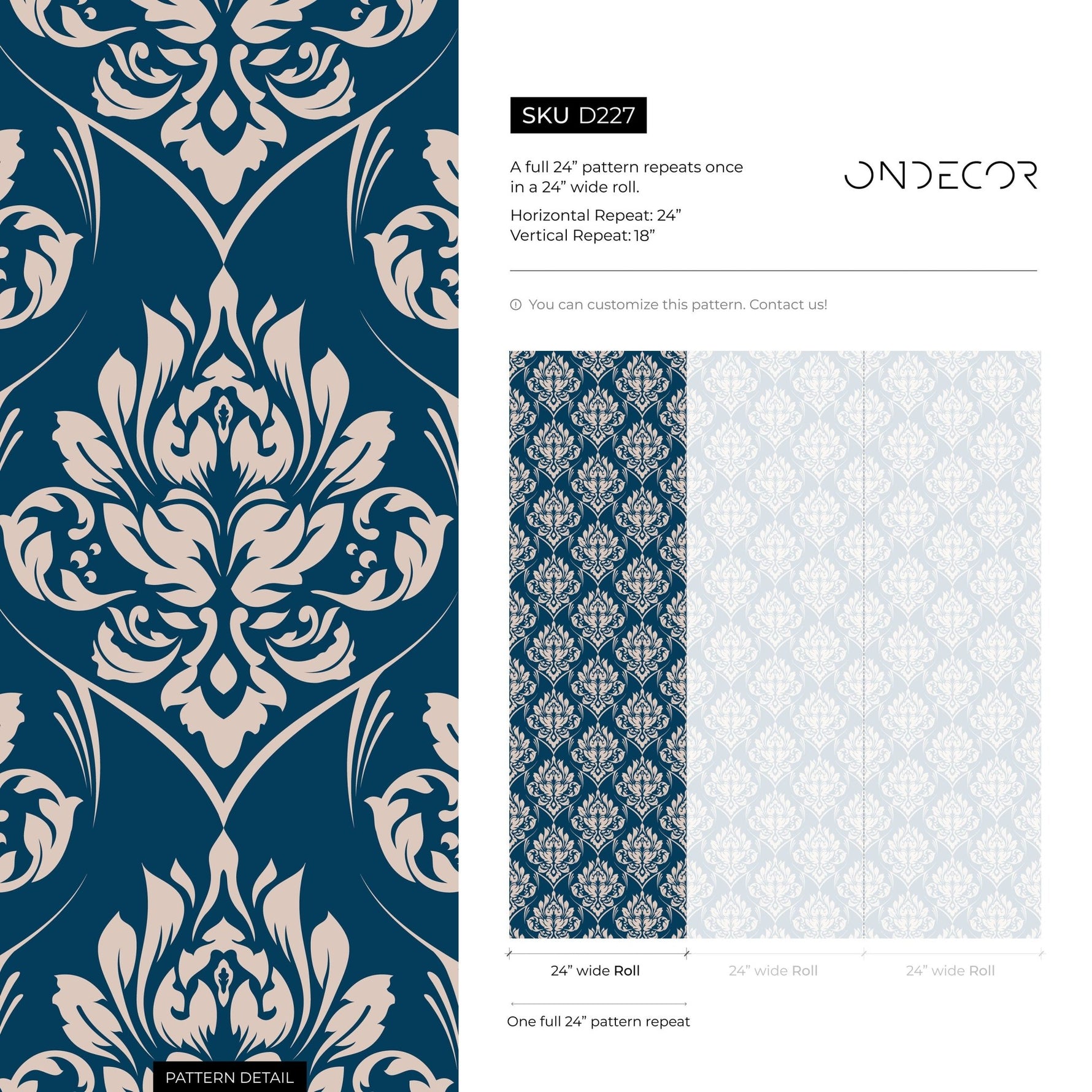 Elegant Damask Wallpaper - D227 - WallTrend