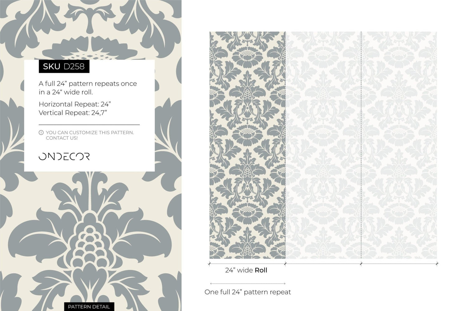 Elegant Damask Wallpaper - D258 - WallTrend