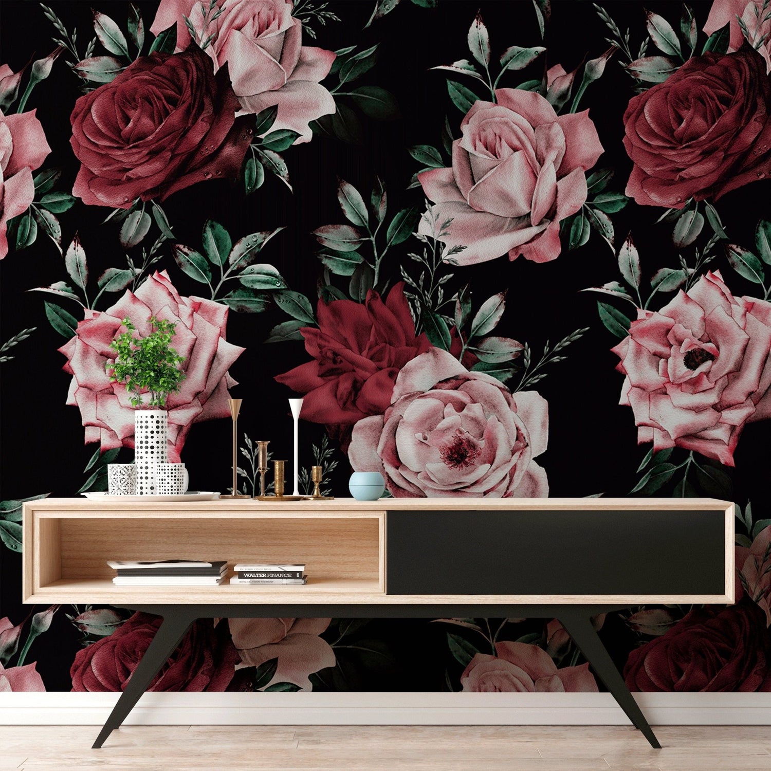 Elegant Floral Arrangement Wallpaper - B222 - WallTrend