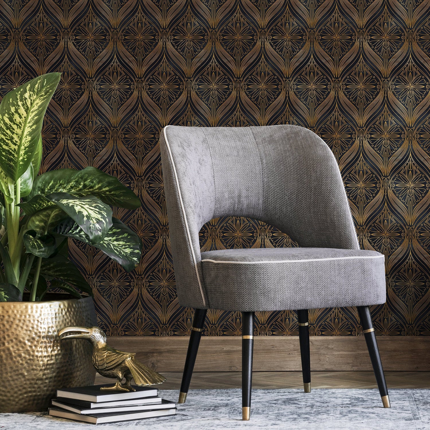 Elegant Floral Art Deco Wallpaper - B520 - WallTrend
