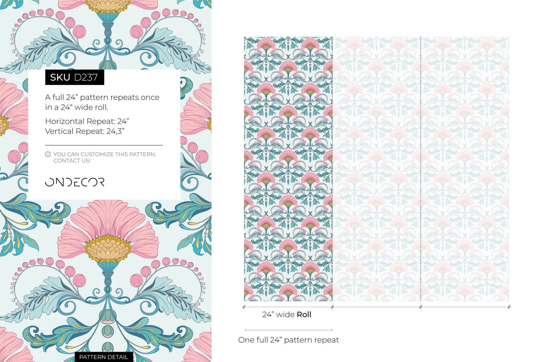 Elegant Floral Art Nouveau Wallpaper - D237 - WallTrend