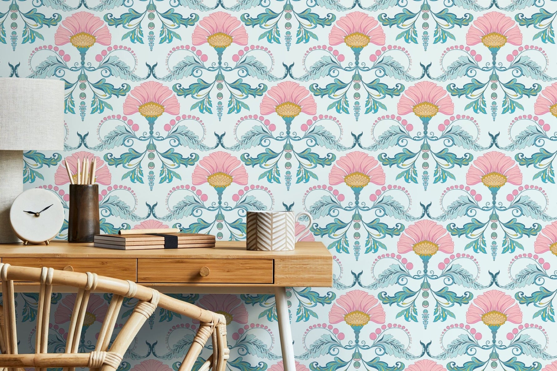 Elegant Floral Art Nouveau Wallpaper - D237 - WallTrend